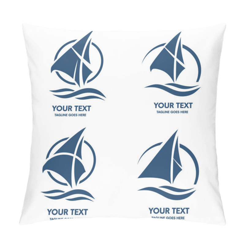 Personality  Elegant Sailing Boat Logo Vector Set Pillow Covers