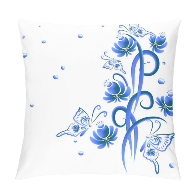 Personality  Floral Ornament In Blue Tones Pillow Covers