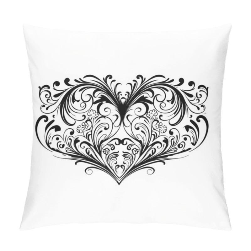 Personality  Elegant Love Heart Design Featuring Intricate Flourishes And Romantic Swirls, Perfect For Symbolizing Timeless Love And Passion, With Ornamental Heart Patterns, Graceful Adornments, And Artistic Beauty Pillow Covers