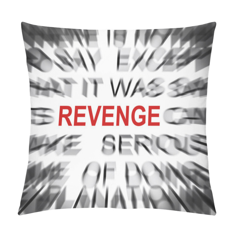 Personality  Blured Text With Focus On REVENGE Pillow Covers