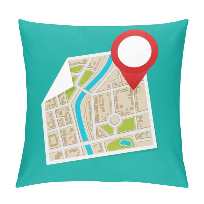 Personality  Location Map Flat Design Pillow Covers