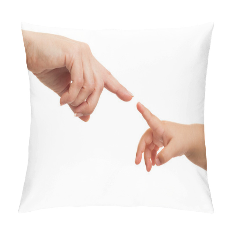 Personality  Mother And Babies Hands Pointing With Finger. Pillow Covers