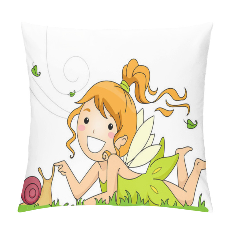 Personality  Fairy Playing With A Snail Pillow Covers