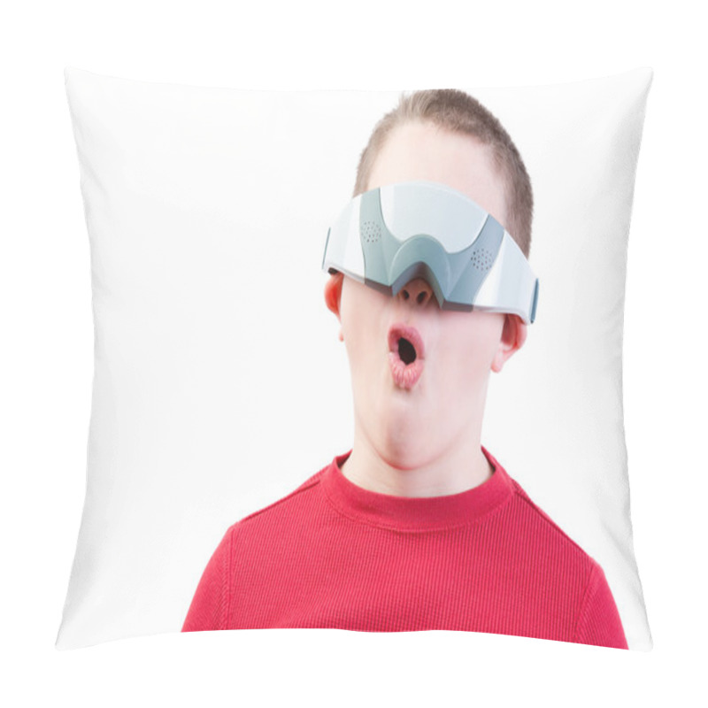 Personality  Impressed Boy In Virtual Reality Glasses Pillow Covers