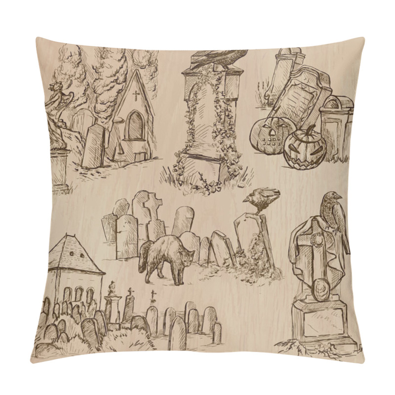 Personality  Halloween, Cemeteries - An Hand Drawn Vector Pack Pillow Covers