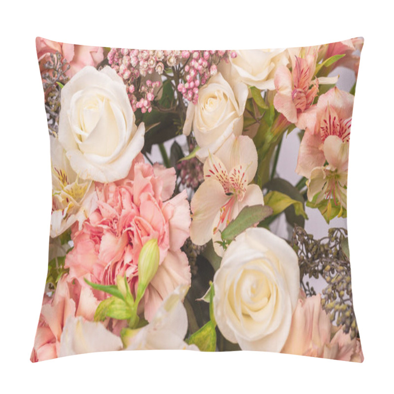 Personality  Bouquet Of  Soft Pink Flowers In Pink Wrapping Paper.  Pillow Covers