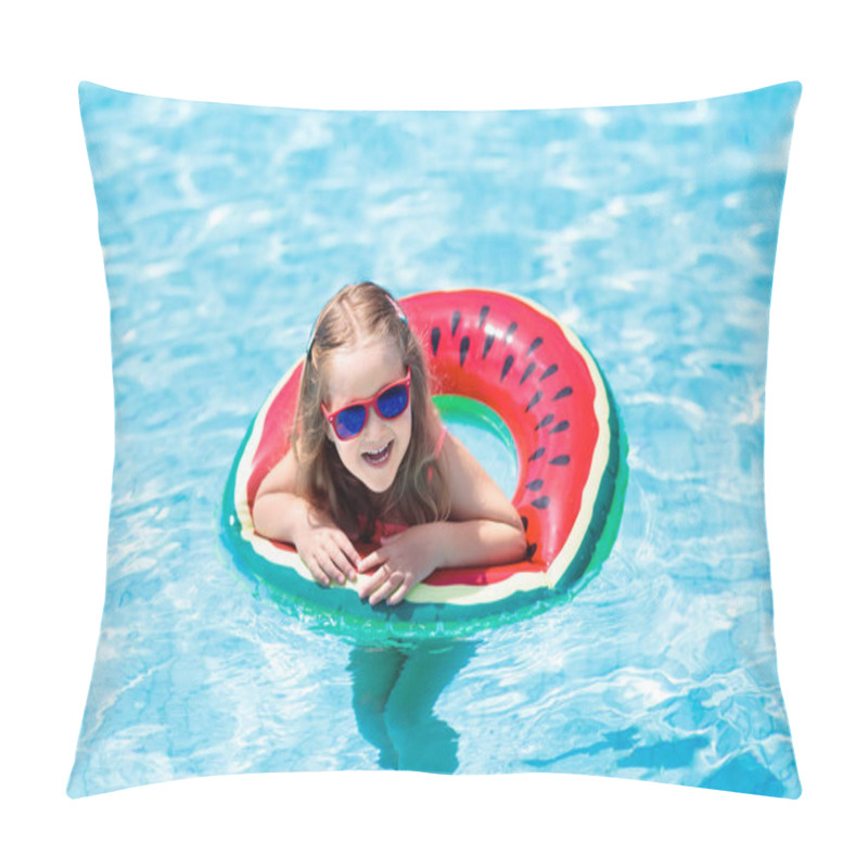 Personality  Child In Swimming Pool. Kids Swim. Water Play. Pillow Covers