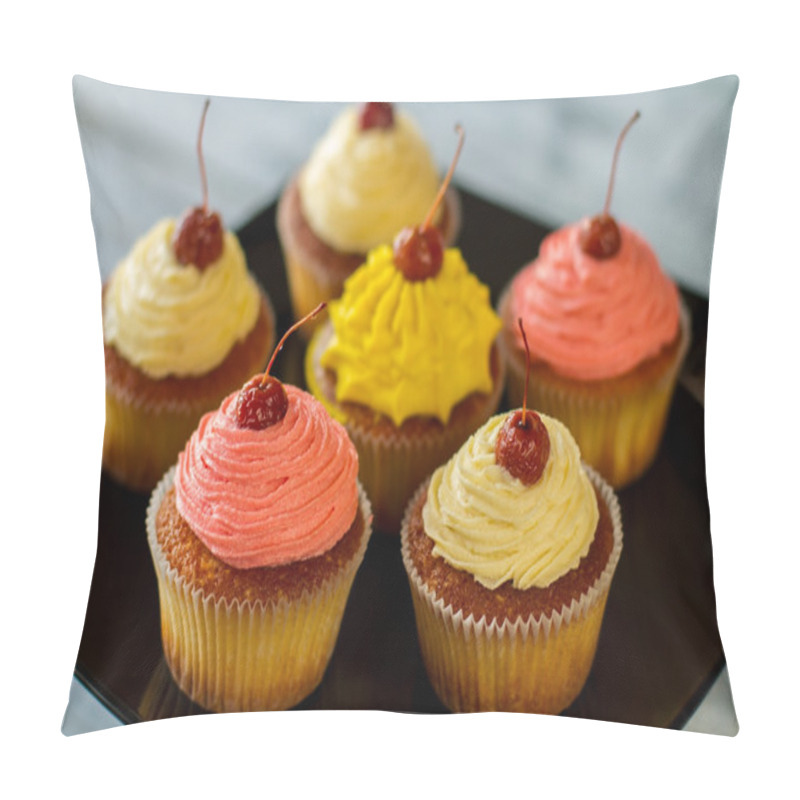 Personality  Bright Cupcakes With Cherries. Pillow Covers