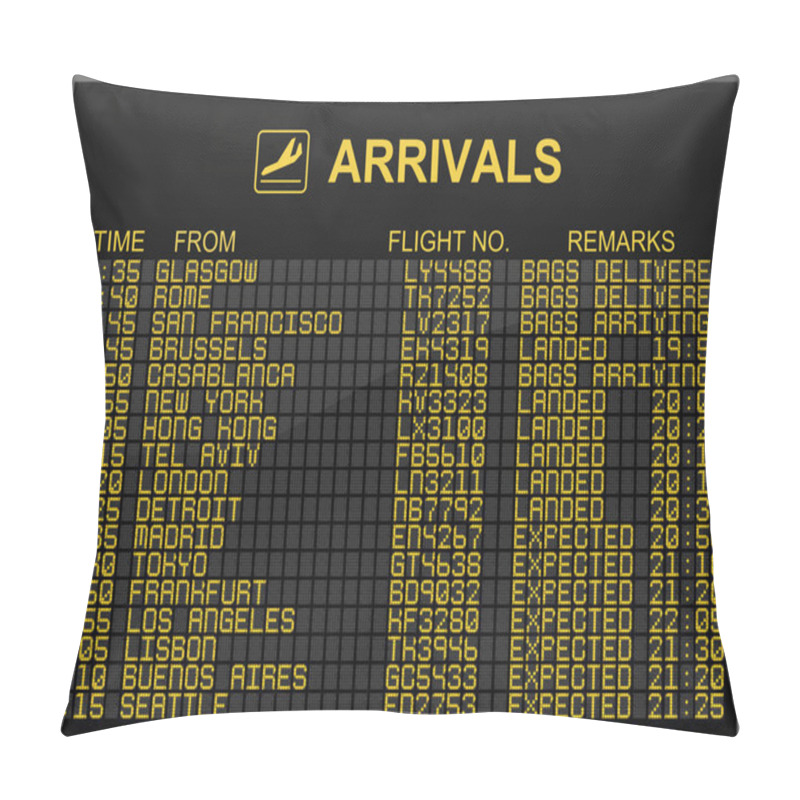 Personality  International Airport Arrivals Board Pillow Covers