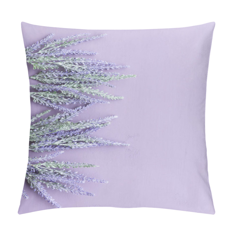 Personality  Lavender Flower On Purple Wooden Background. Pillow Covers