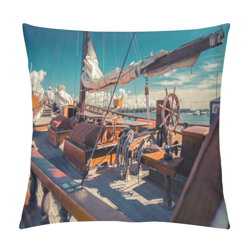 Personality  Wooden Sailing Boat In The Port Of Helsinki Pillow Covers