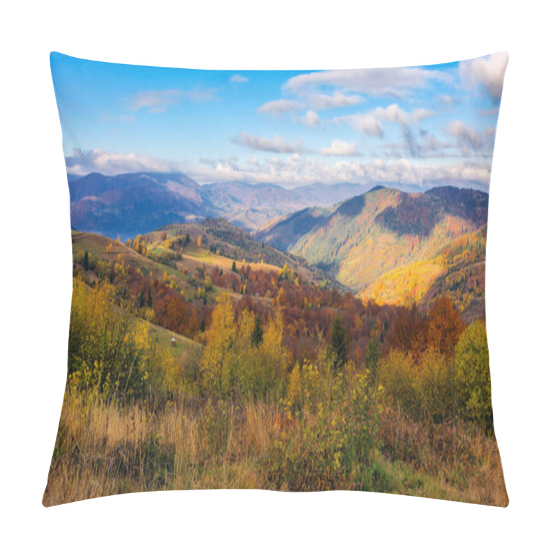 Personality  Carpathian Rural Landscape In Autumn. Mountainous Countryside Scenery In Morning Light. Fall Season In Ukraine Pillow Covers