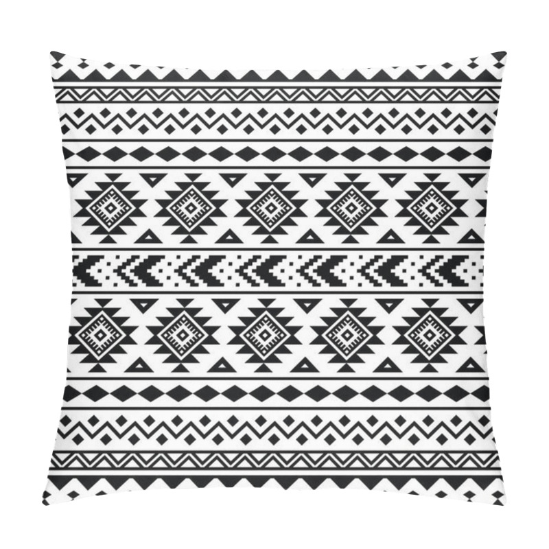 Personality  Seamless Ethnic Pattern In Native American Style. Geometric Pattern With Tribal Style. Aztec Navajo. Black And White Colors. Design For Textile, Fabric, Clothing, Curtain, Rug, Ornament, Wallpaper. Pillow Covers