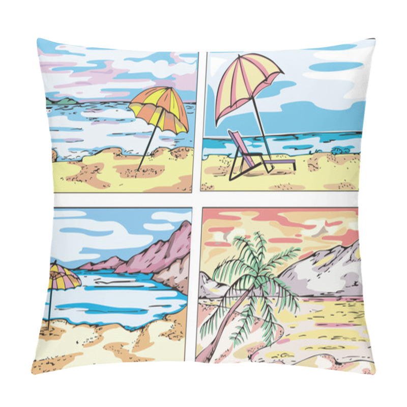 Personality  Beach Sketches Pillow Covers