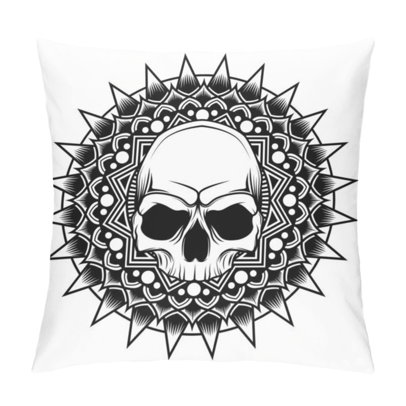 Personality   Mandala Skull Vector Illustration Art - Design For Tattoo T-shirt And Other With Floral Ornamental Decoration - Illustration  Pillow Covers