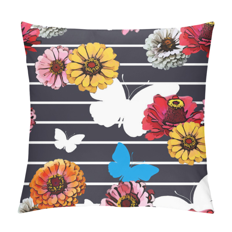 Personality  Semless Flower Pattern With Butterflies Pillow Covers