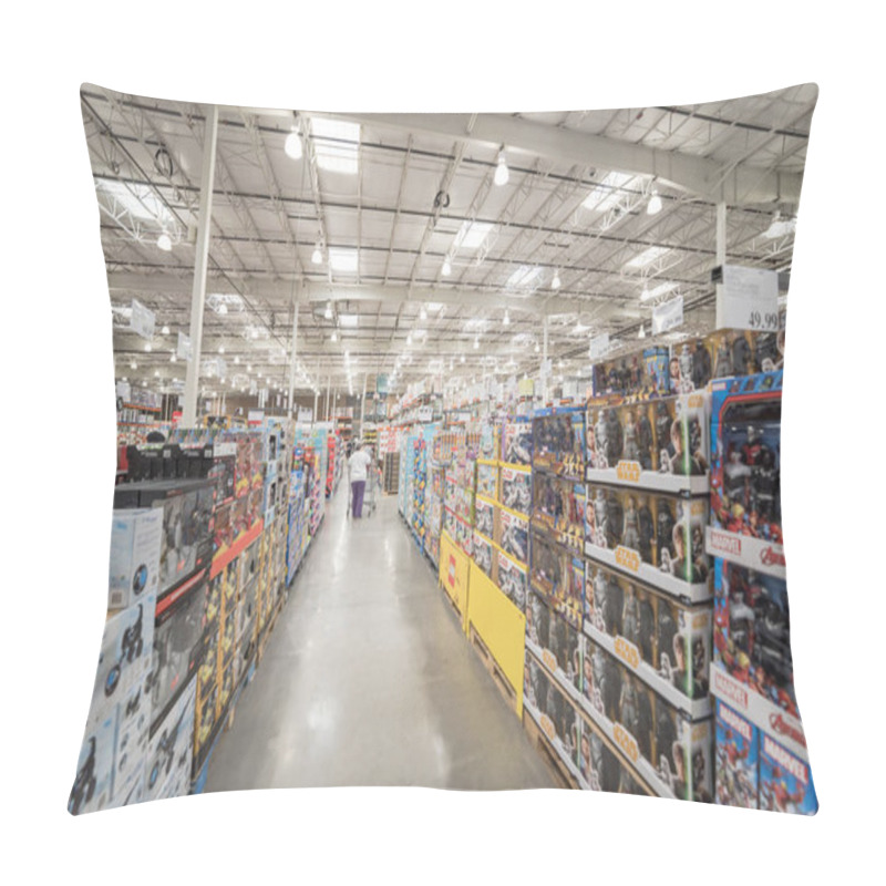 Personality  LEWISVILLE, TX, US-NOV 26, 2018: Customer Shopping For Wide Selection Of Toys With Price On Display At Costco Wholesale Store. An American Membership-only Warehouse Big Box Store Pillow Covers