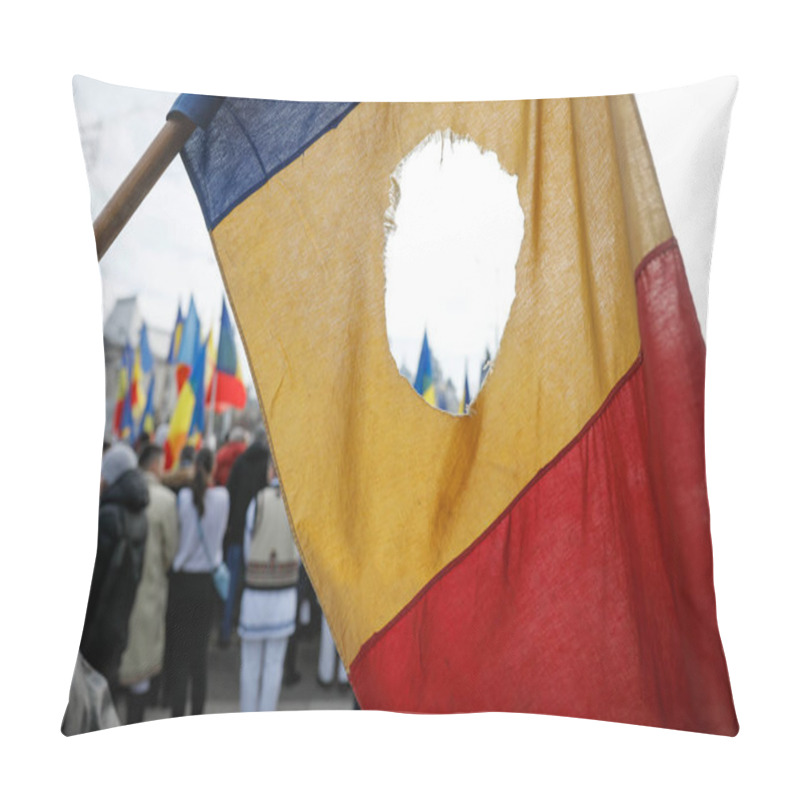 Personality  Details With The Romanian Flag With A Hole, The Symbol Of The Ro Pillow Covers