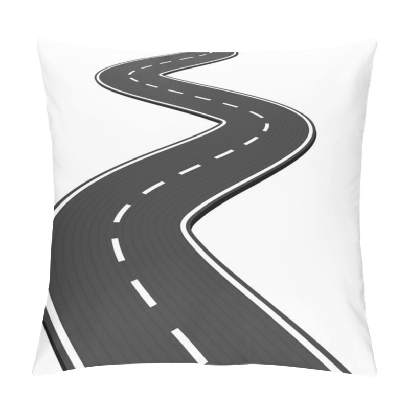 Personality  Vector Illustration Of Winding Abstract Asphalt Road Isolated On White Background Pillow Covers