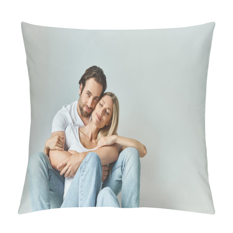 Personality  A Man And Woman Entwined In A Passionate Embrace, Sitting On Top Of Each Other In A Display Of Intimate Connection. Pillow Covers