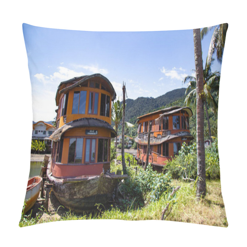 Personality  Abandoned Boat Chalet, Ghost Ship In Grand Lagoona, Koh Chang, Trat, Thailand Pillow Covers