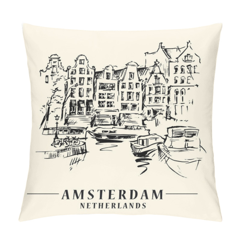 Personality  Amsterdam Architecrture Sketch Pillow Covers