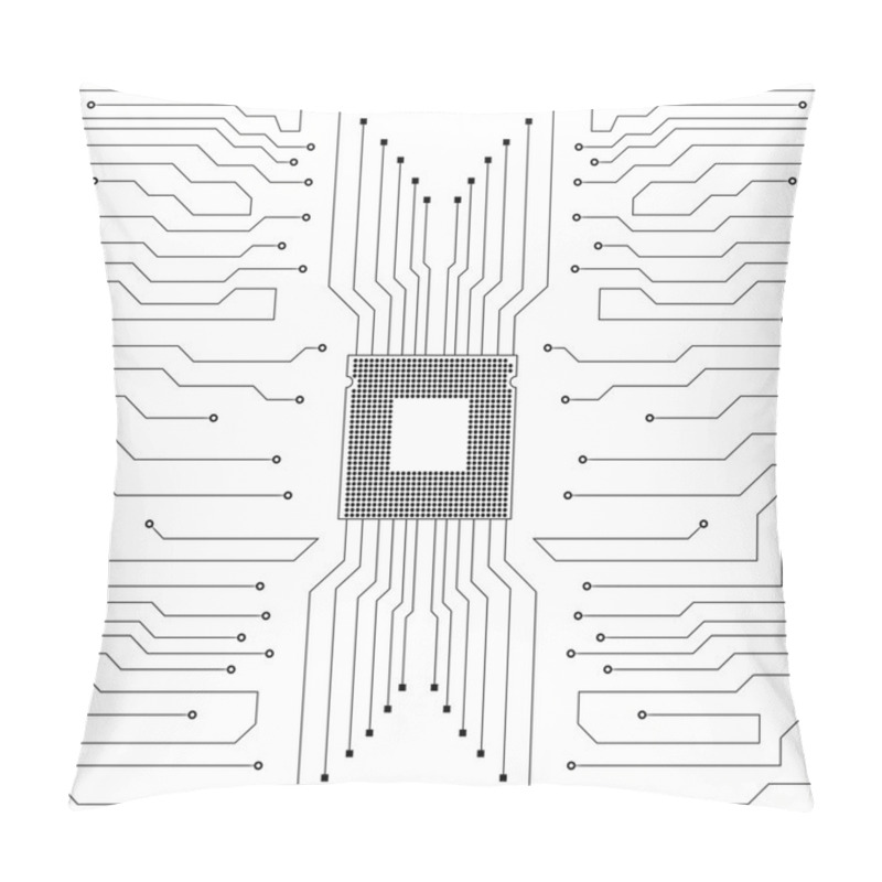 Personality  Circuit Board. CPU. Vector Illustration. Eps 10 Pillow Covers