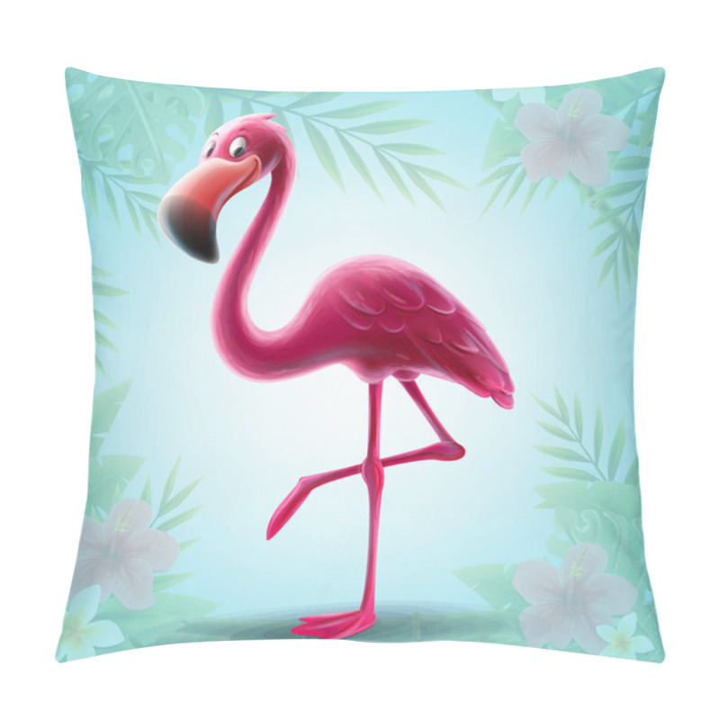 Personality  Flamingo Cartoon Bird Vector Illustration  Pillow Covers