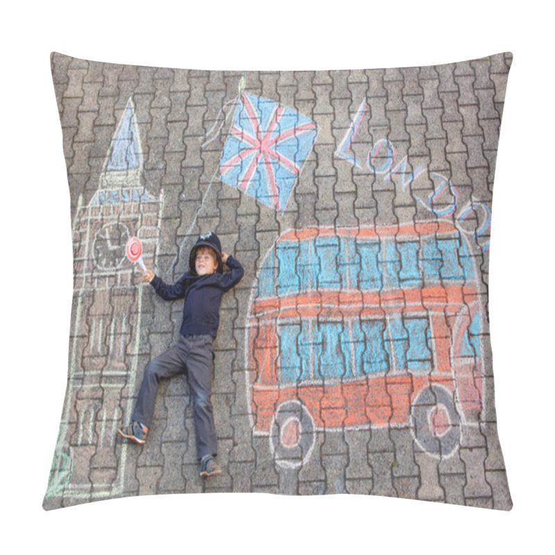 Personality  Little Kid Boy In British Policeman Uniform With London Picture Pillow Covers