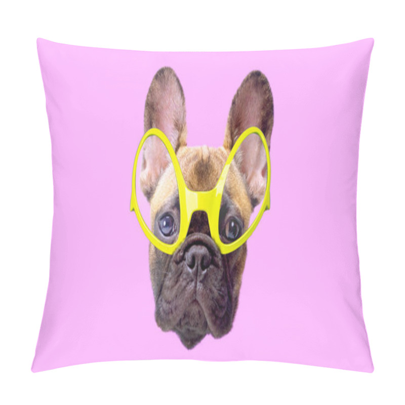 Personality  Puppy French Bulldog Dog With Glasses Pillow Covers