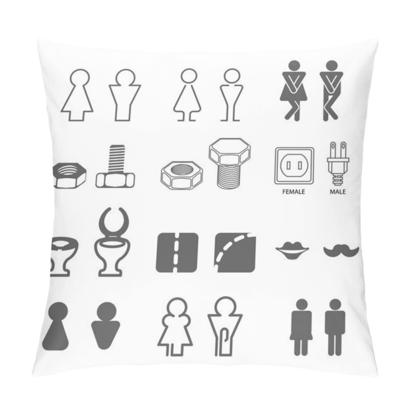 Personality  Male And Female Icons For Restroom Pillow Covers