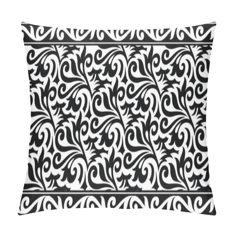 Personality  Seamless Abstract Black And White Floral Border Pillow Covers