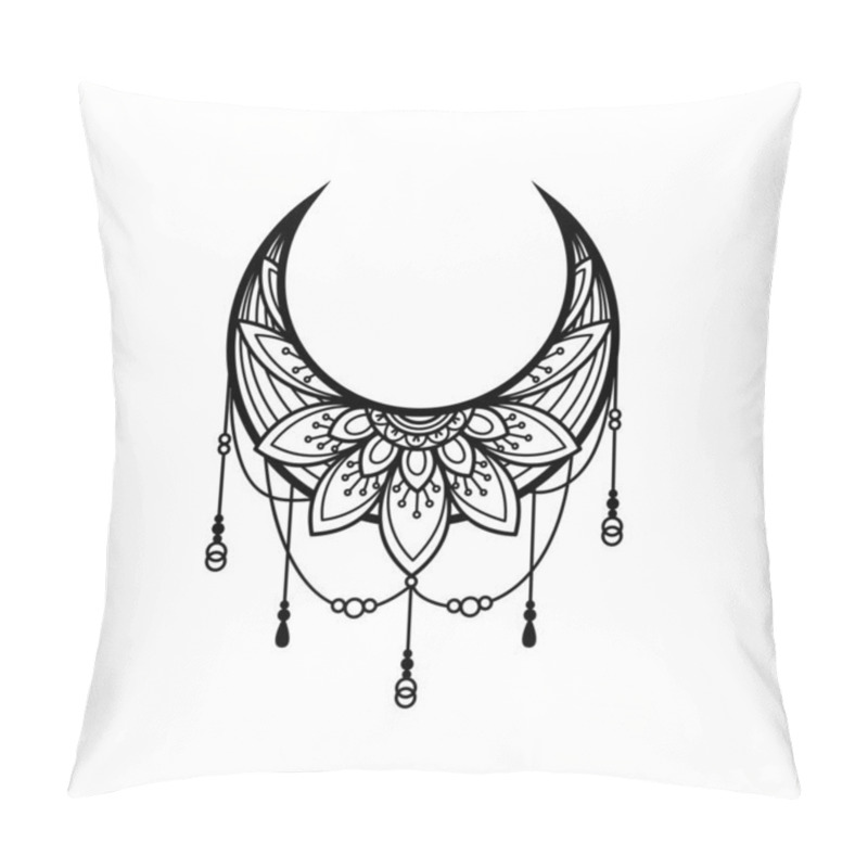 Personality  Crescent Moon Mandala Style, Moon Decoration Element Collection Pillow Covers