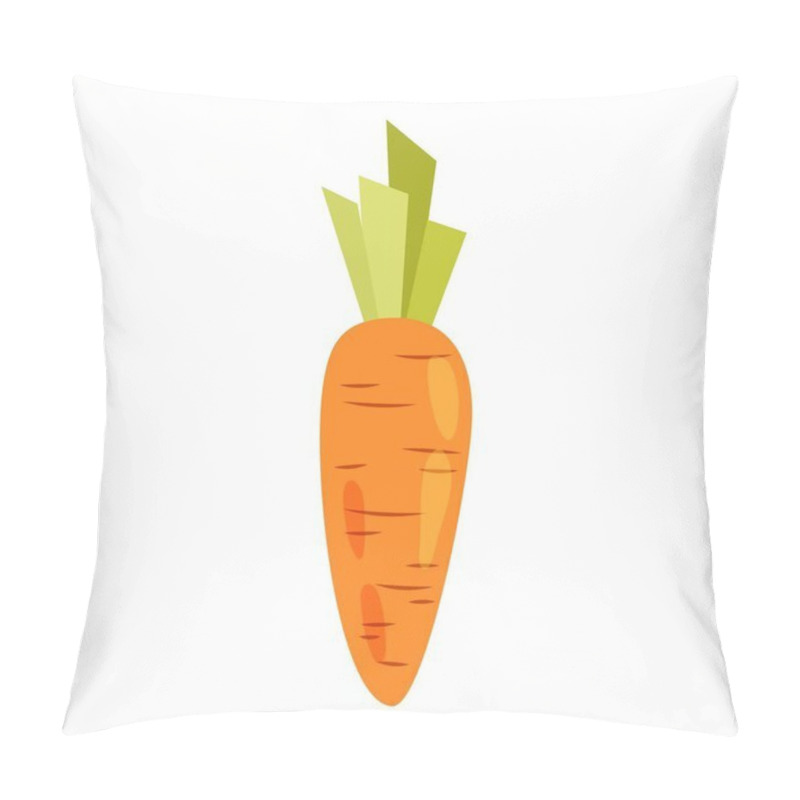 Personality  Flat Style Carrots. Orange Tuber And Leaf Of Fresh Raw Root Vegetable. Vegetarian Food. Cartoon Illustration Of Sweet Ripe Carrots. Pillow Covers