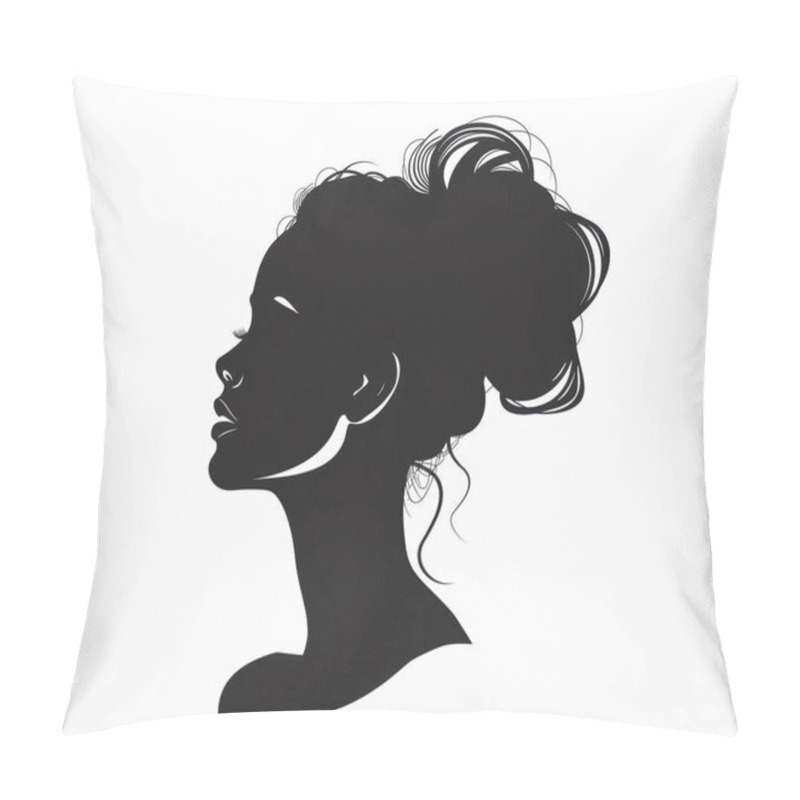 Personality  Silhouette Of A Young Black Woman With Curly Hair, Representing Beauty And Elegance. Pillow Covers