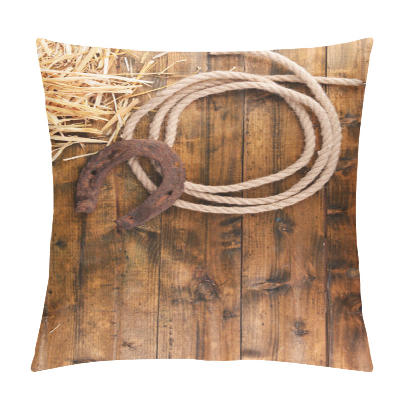 Personality  Old Horseshoe And Cowboy Lasso Pillow Covers