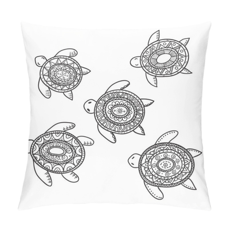 Personality  Set Of Five Cute Decorative Ornamental Turtles. Pillow Covers