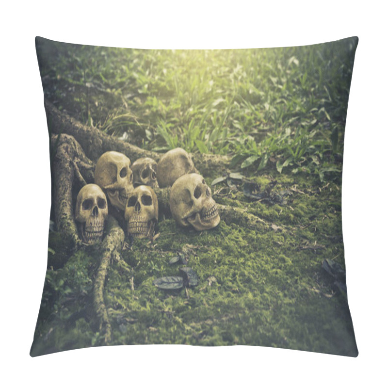 Personality  Still Life With Human Skull  On The Roots  Pillow Covers