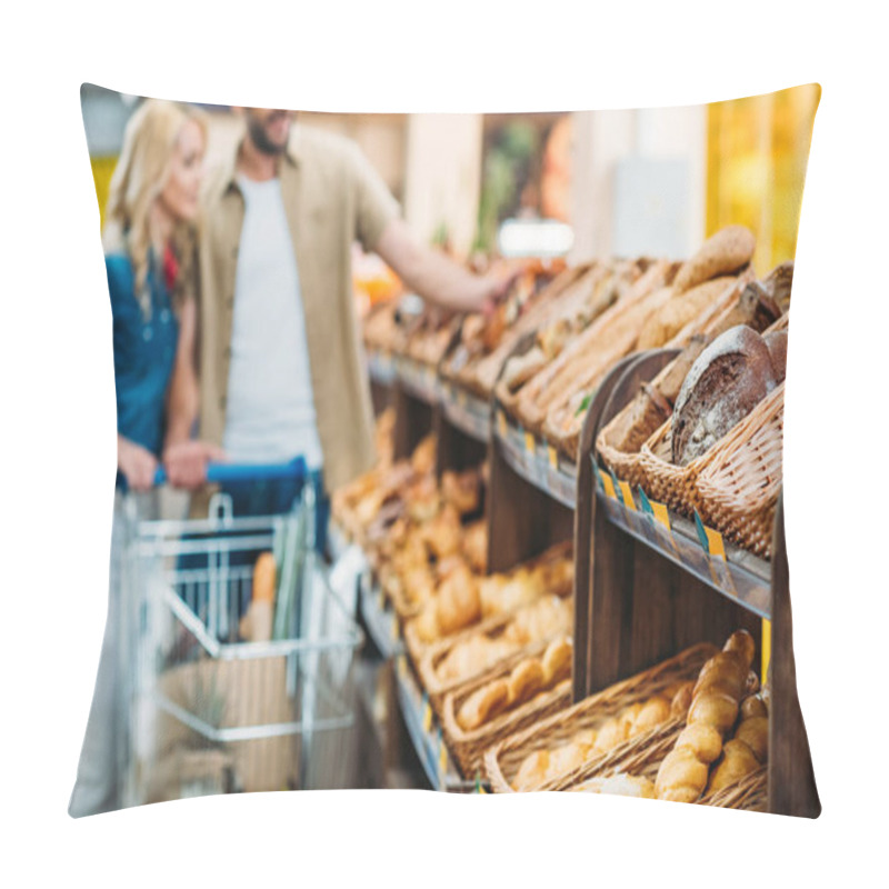 Personality  Couple In Grocery Shop Pillow Covers