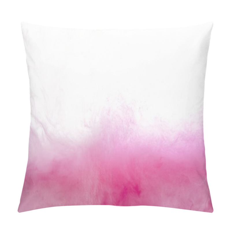 Personality  Close Up View Of Pink Ink Splash Isolated On White Pillow Covers