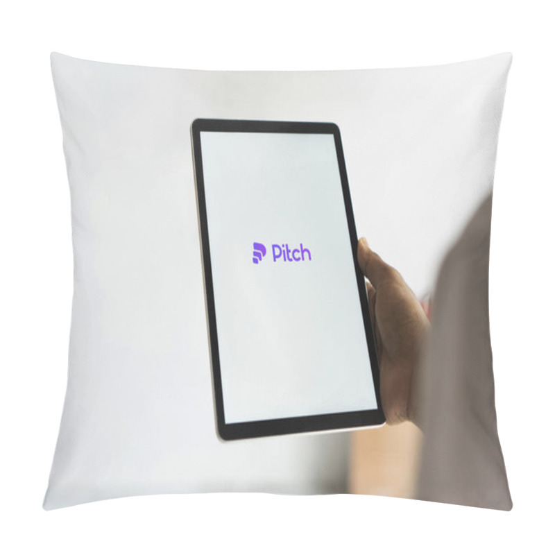 Personality  Dhaka, Bangladesh- 09 Oct 2024: Pitch Logo Is Displayed On IPad. Pillow Covers