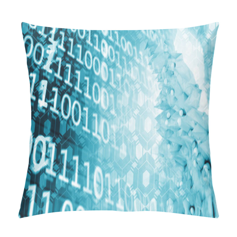 Personality  Abstract Background DNA With Computer Information. 3d Render Illustration. DNA Of Geometric Shapes Pillow Covers