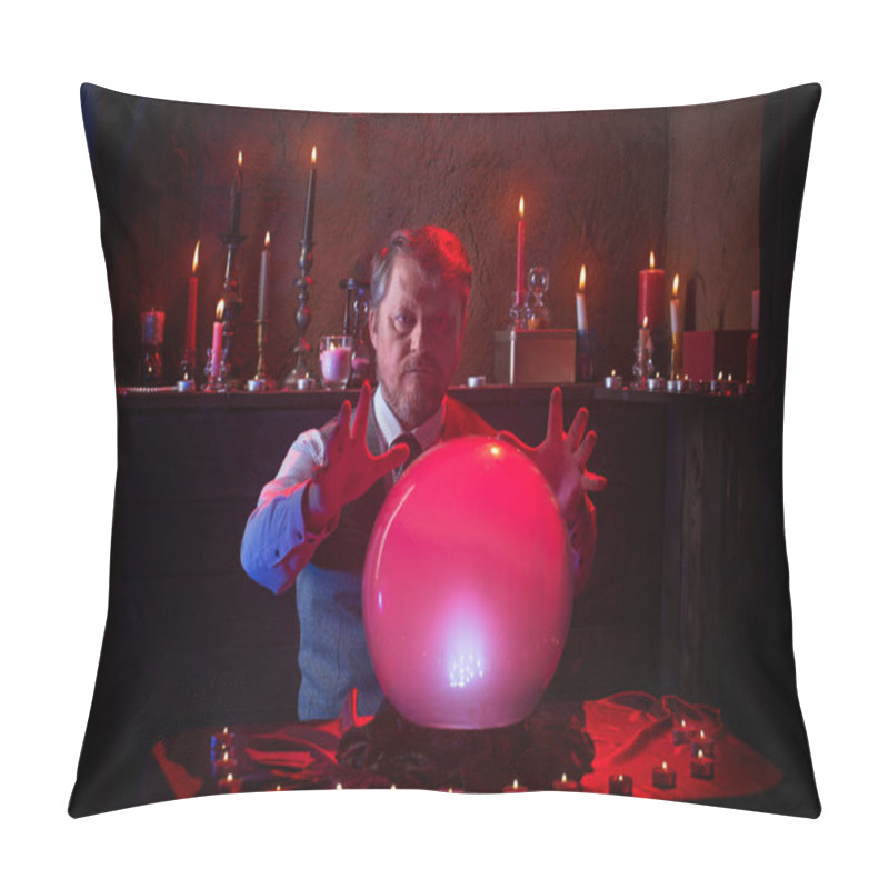 Personality  Man Fortune Teller With Illuminated Crystal Ball Pillow Covers