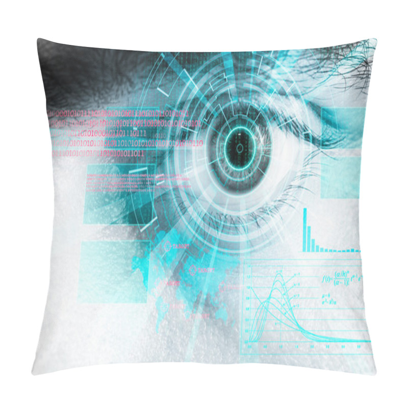 Personality  Rendering Of A Futuristic Cyber Eye With Laser Light Effect Pillow Covers