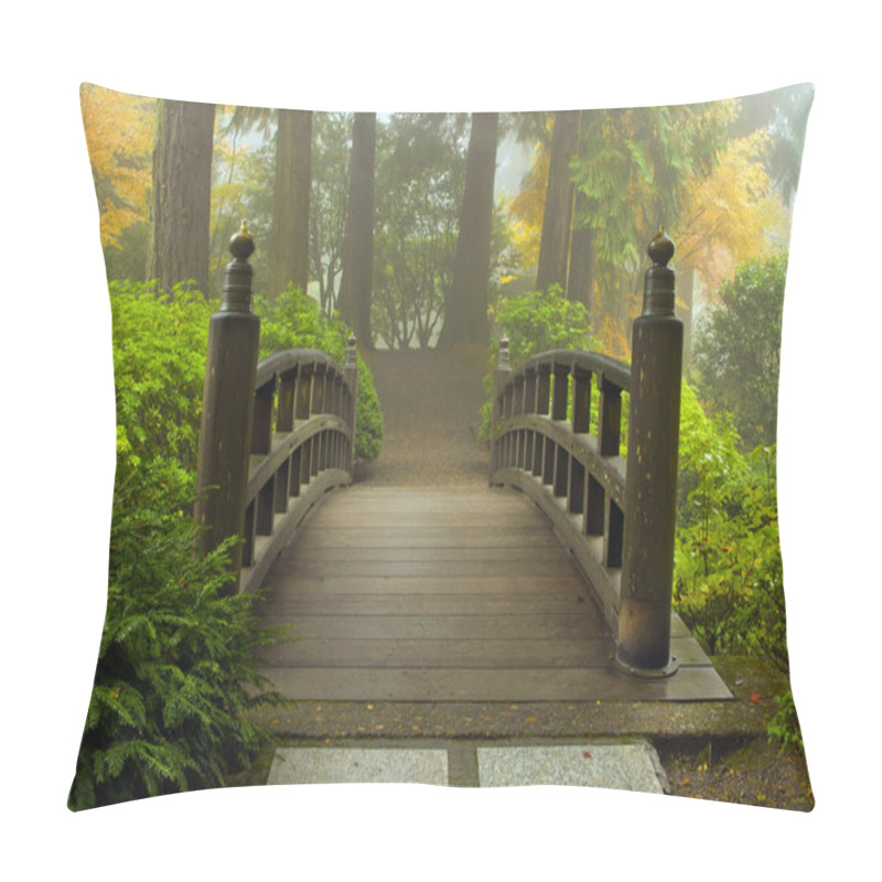 Personality  Wooden Bridge At Japanese Garden In Fall Pillow Covers