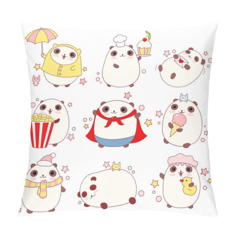 Personality  Set Of Cute Pandas In Kawaii Style Pillow Covers