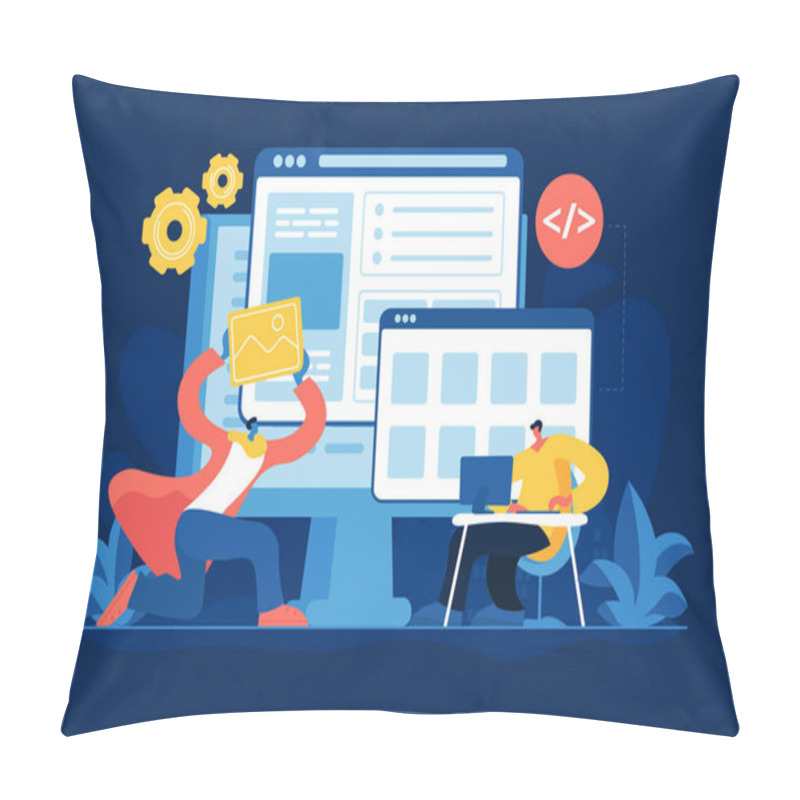 Personality  Front End Development Flat Vector Illustration Pillow Covers