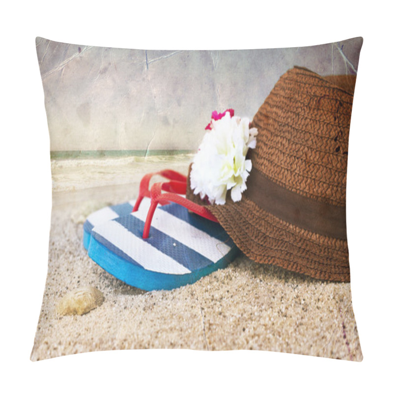 Personality  Hat With Flowers And Flip Flops Pillow Covers