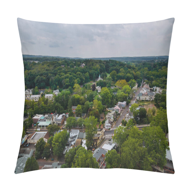 Personality  Aerial Of Residential Quarters At Beautiful Town Urban Landscape The Of Historic City New Hope Pennsylvania US Pillow Covers