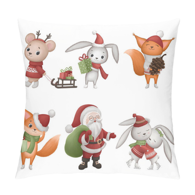 Personality  Collection Of Hand Drawn Christmas Characters Pillow Covers